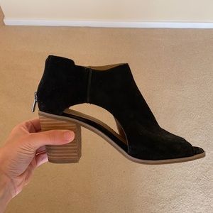 Lucky Brand black Open Toed Booties Size 7.5